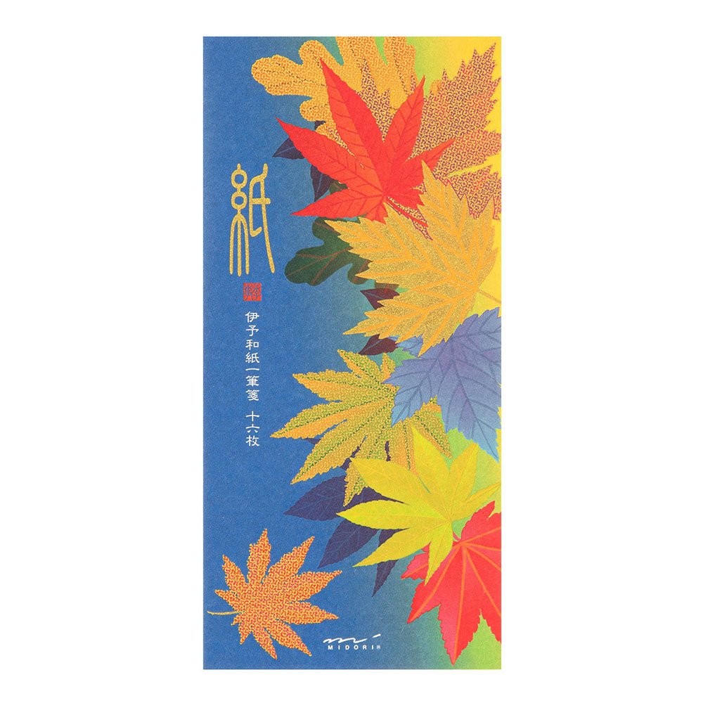 Papier à lettres MIDORI washi - 177 x 84 mm - Feuilles d'Automne - 4902805895934