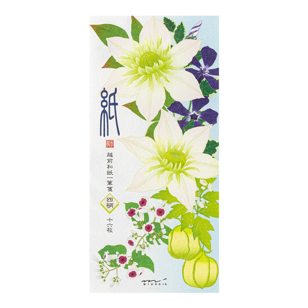 Papier à lettres MIDORI washi - 177 x 84 mm - Fleurs d'Été - 4902805895873
