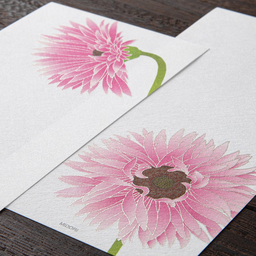 Papier à lettres MIDORI washi - 177 x 84 mm - Gerbera - 4902805895842