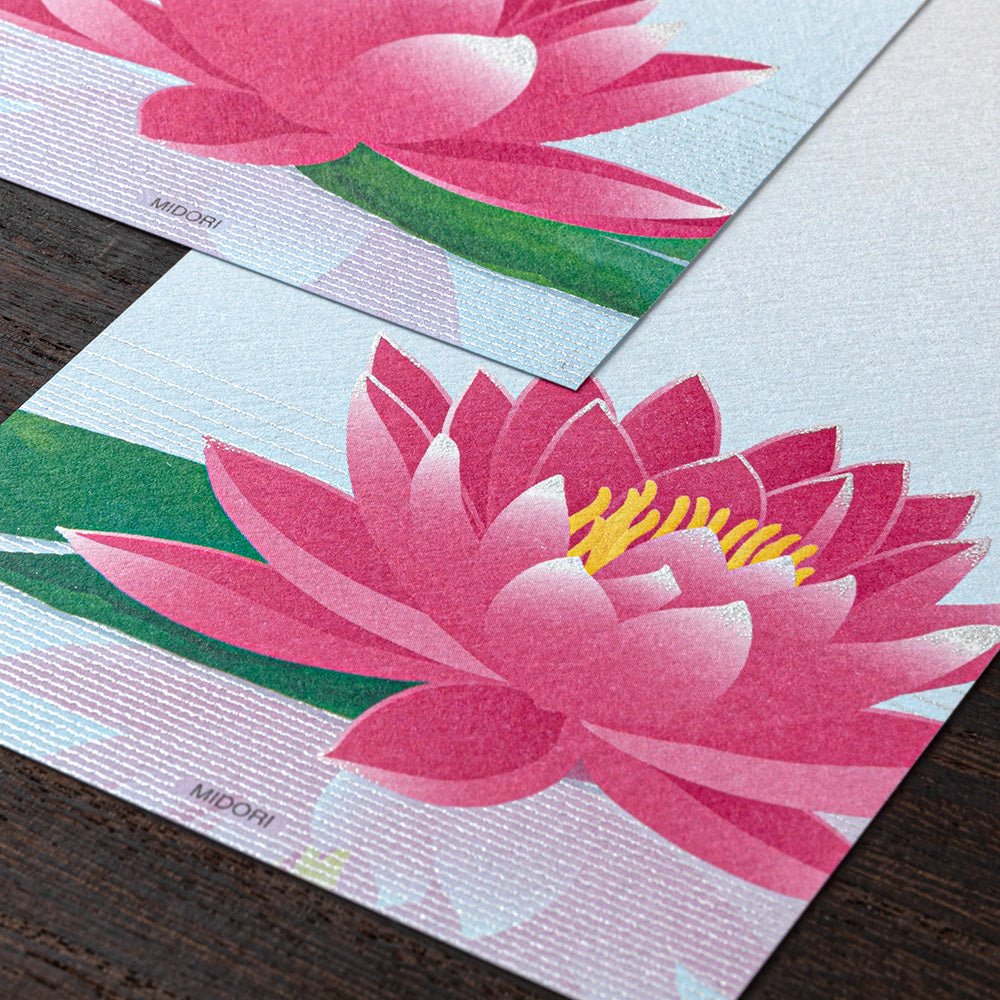 Papier à lettres MIDORI washi - 177 x 84 mm - Nénuphar - 4902805895903