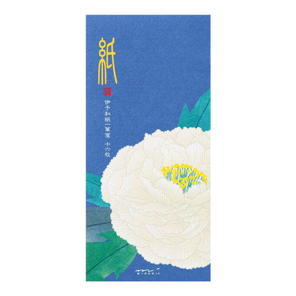 Papier à lettres MIDORI washi - 177 x 84 mm - Pivoines d'Hiver - 4902805895989