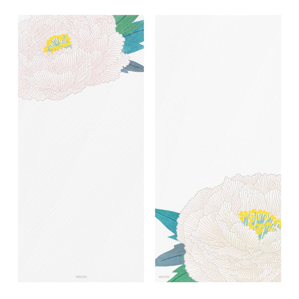 Papier à lettres MIDORI washi - 177 x 84 mm - Pivoines d'Hiver - 4902805895989