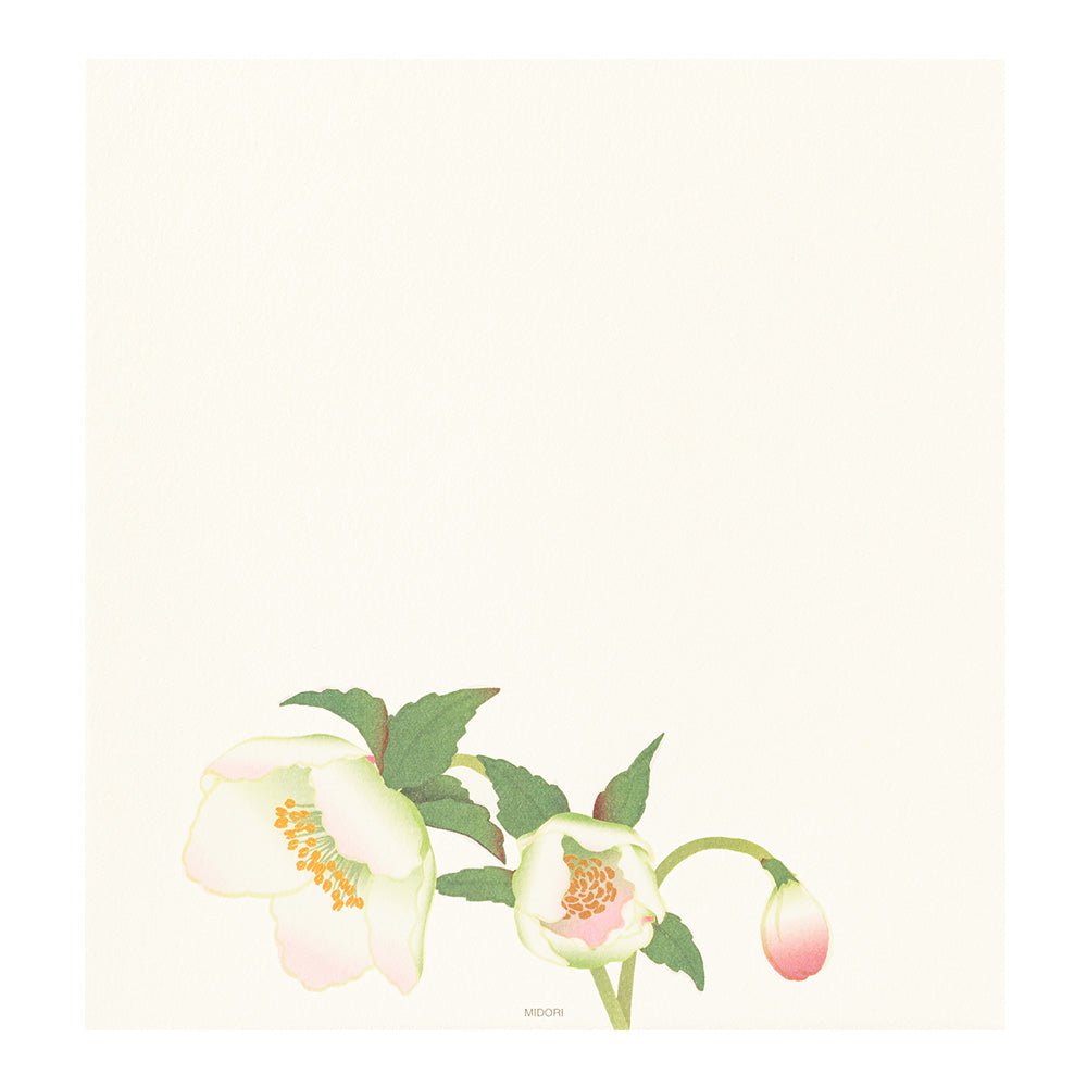 Papier à lettres washi MIDORI Fleurs de Noël - 17.7 x 16.8 cm - Illustré - 4902805871457
