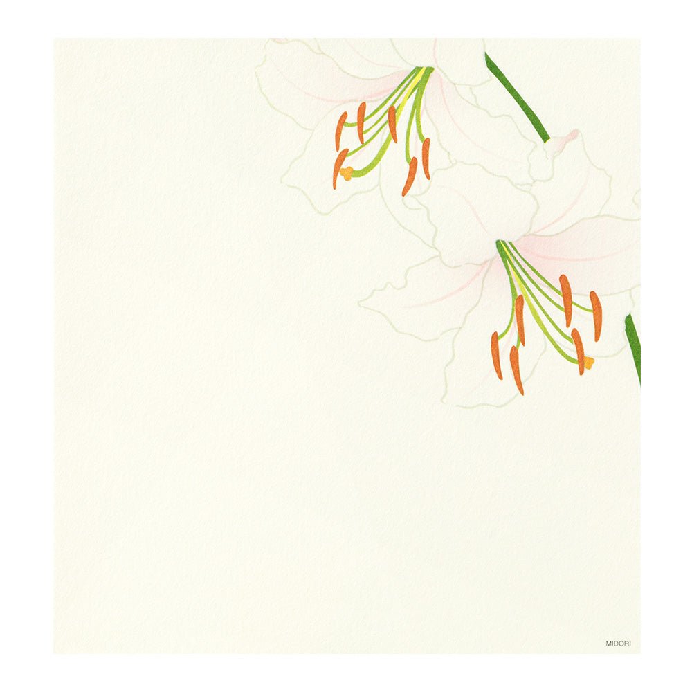 Papier à lettres washi MIDORI Fleurs d'Été - 17.7 x 16.8 cm - Illustré - 4902805871334
