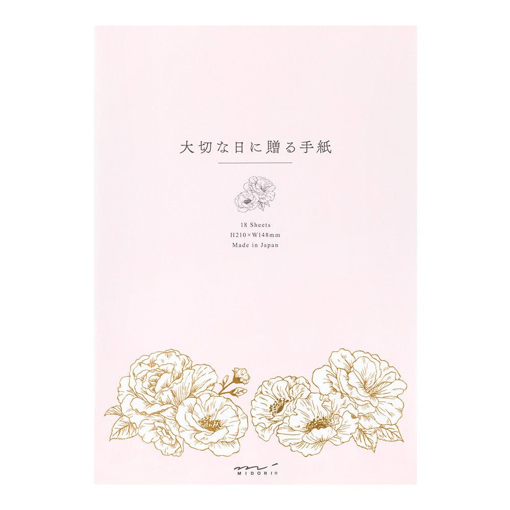 Papier à lettres washi MIDORI Fleurs Précieuses - 25 x 7.7 cm - Illustré - 