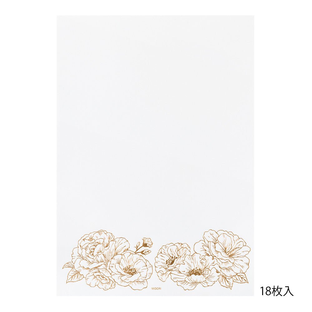 Papier à lettres washi MIDORI Fleurs Précieuses - 25 x 7.7 cm - Illustré - 
