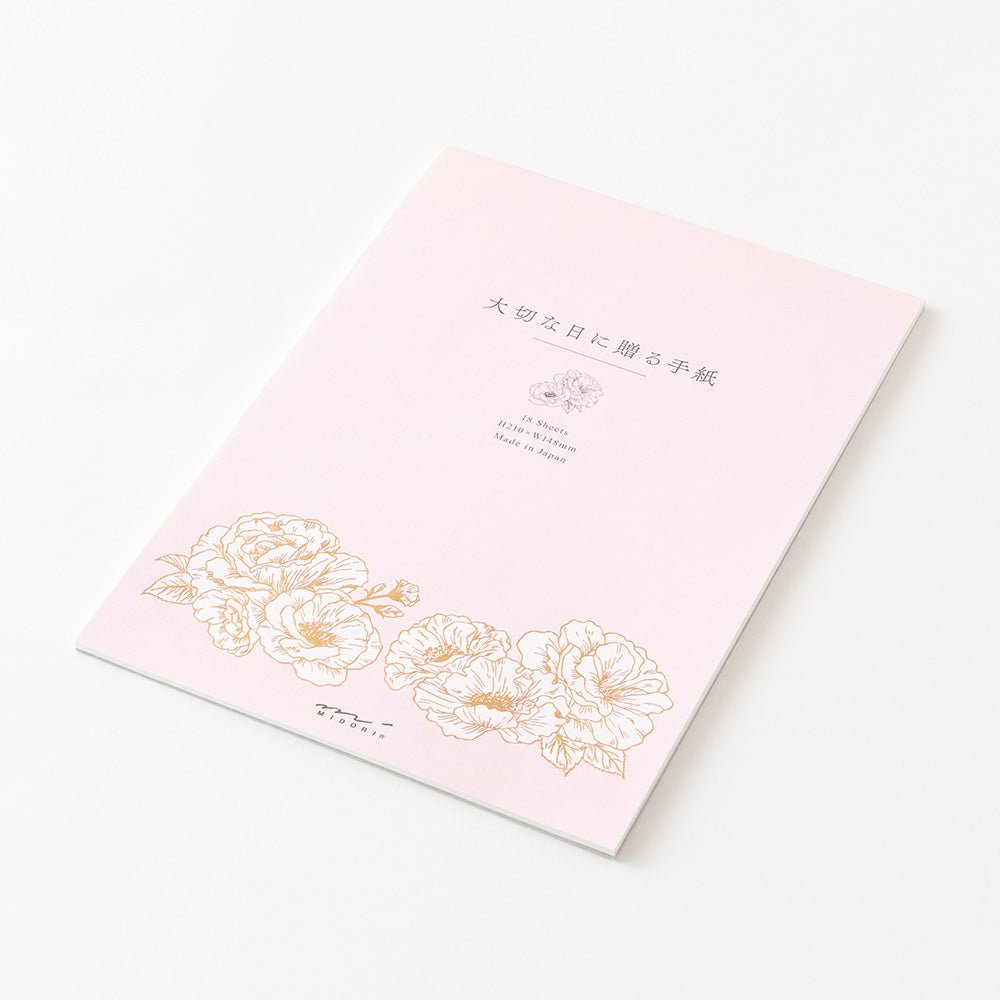 Papier à lettres washi MIDORI Fleurs Précieuses - 25 x 7.7 cm - Illustré - 