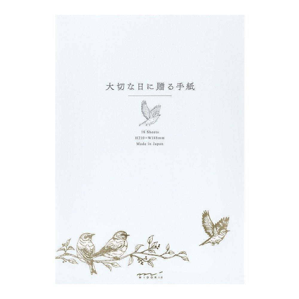 Papier à lettres washi MIDORI Oiseaux Précieux - 25 x 7.7 cm - Illustré - 