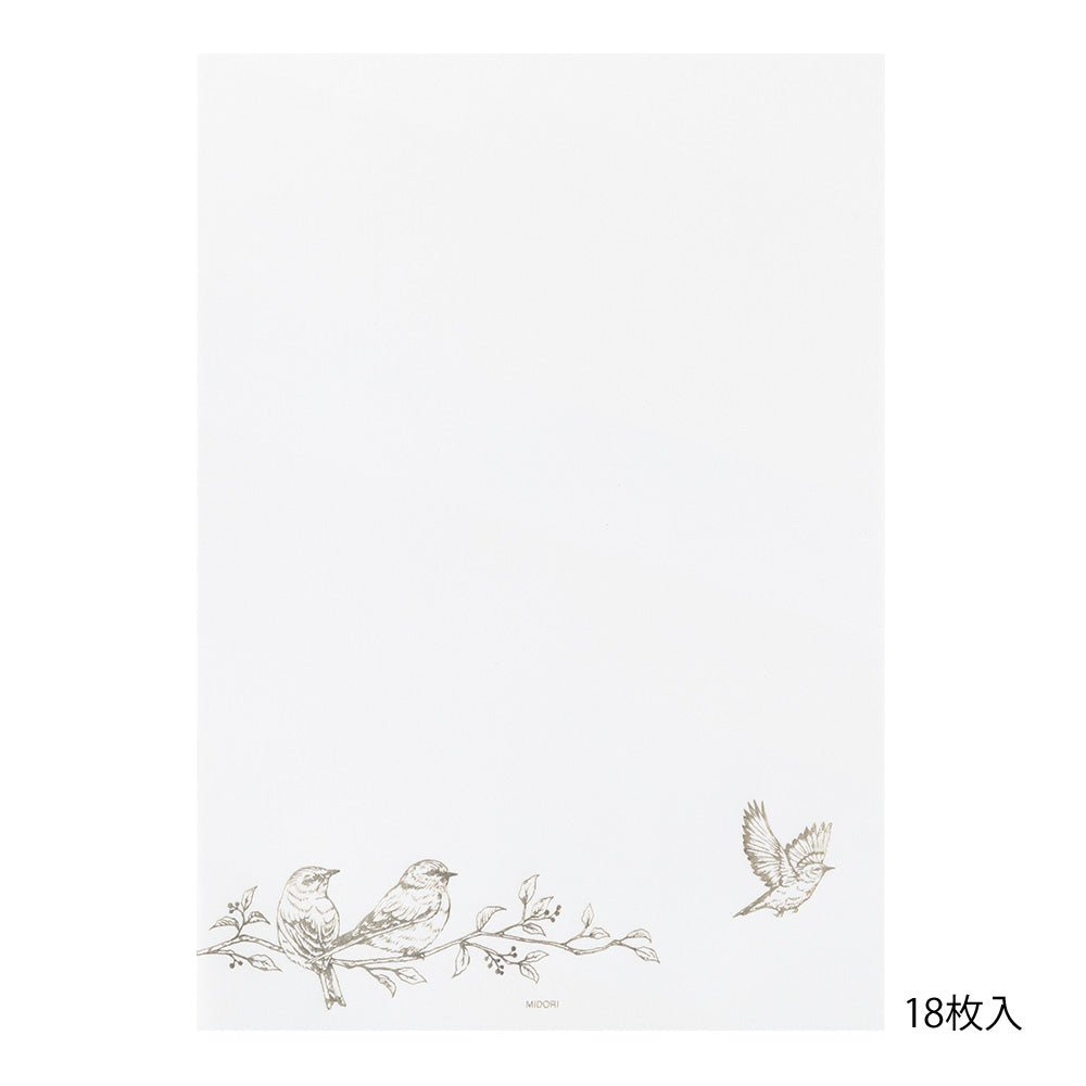 Papier à lettres washi MIDORI Oiseaux Précieux - 25 x 7.7 cm - Illustré - 