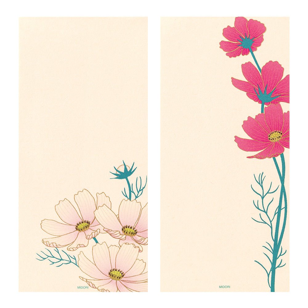 Papier à lettres washi vertical MIDORI Cosmos - 17.7 x 8.4 cm - Illustré - 