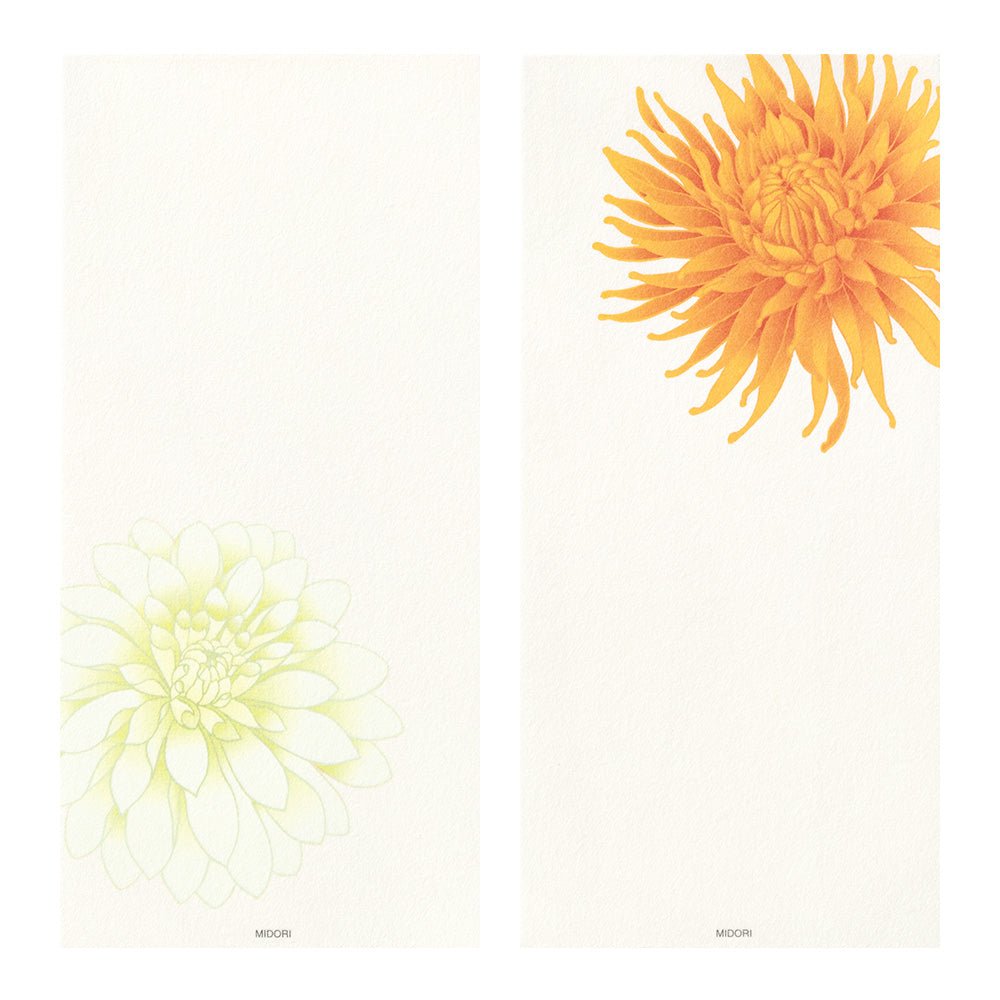 Papier à lettres washi vertical MIDORI Dahlia - 17.7 x 8.4 cm - Illustré - 