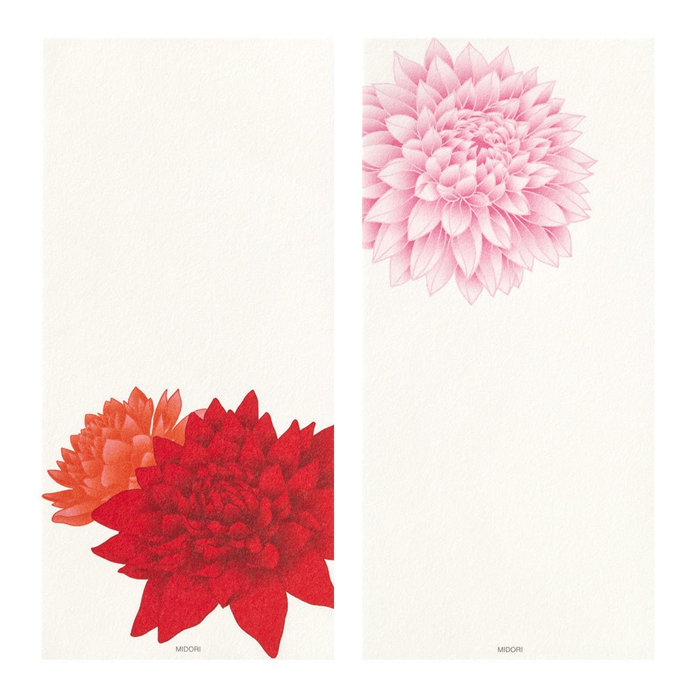 Papier à lettres washi vertical MIDORI Dahlia - 17.7 x 8.4 cm - Illustré - 