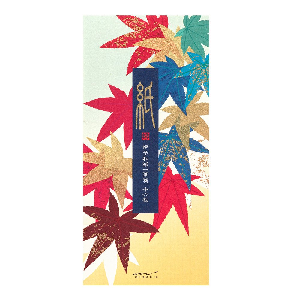 Papier à lettres washi vertical MIDORI Érable Japonais - 17.7 x 8.4 cm - Illustré - 