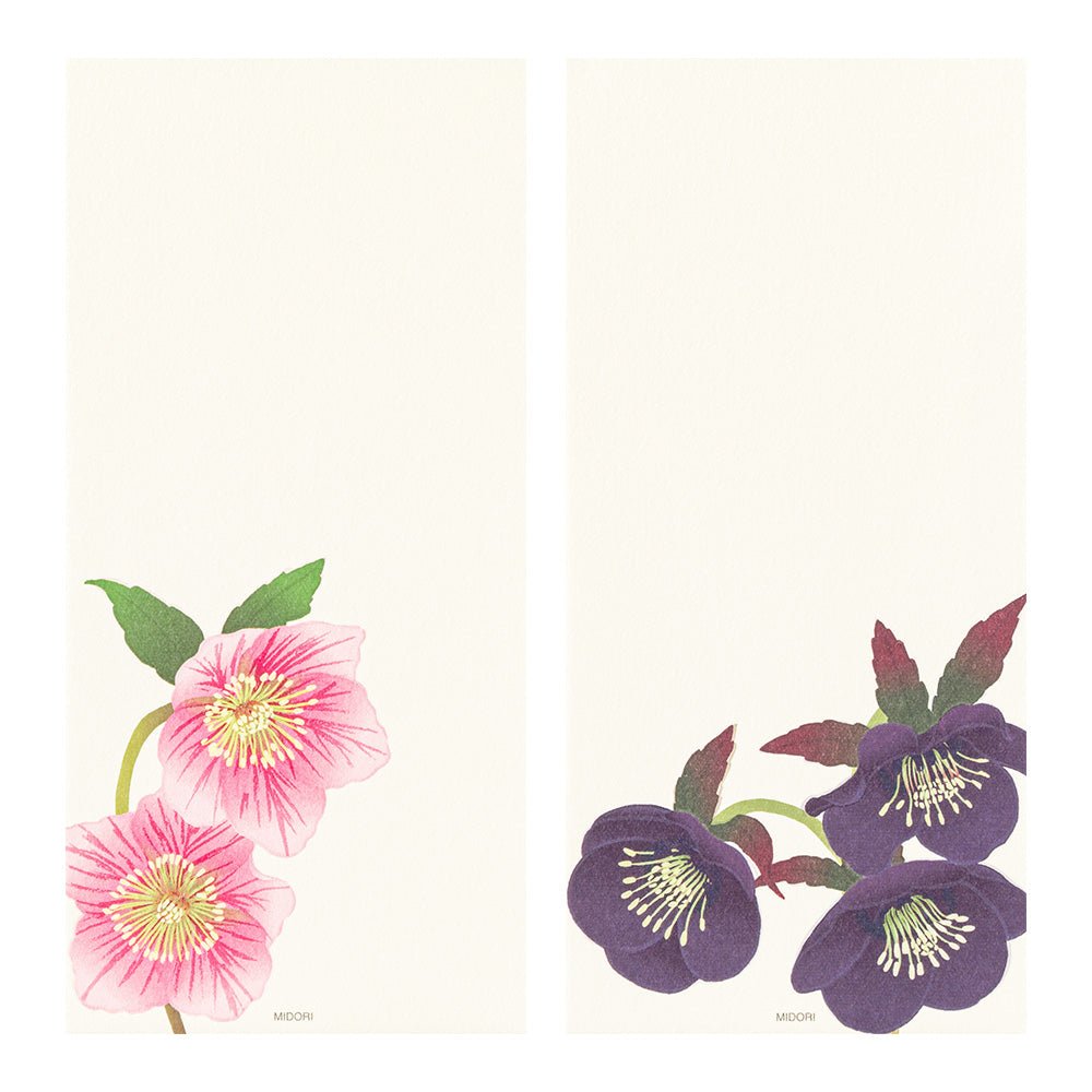 Papier à lettres washi vertical MIDORI Fleurs de Noël - 17.7 x 8.4 cm - Illustré - 4902805895705
