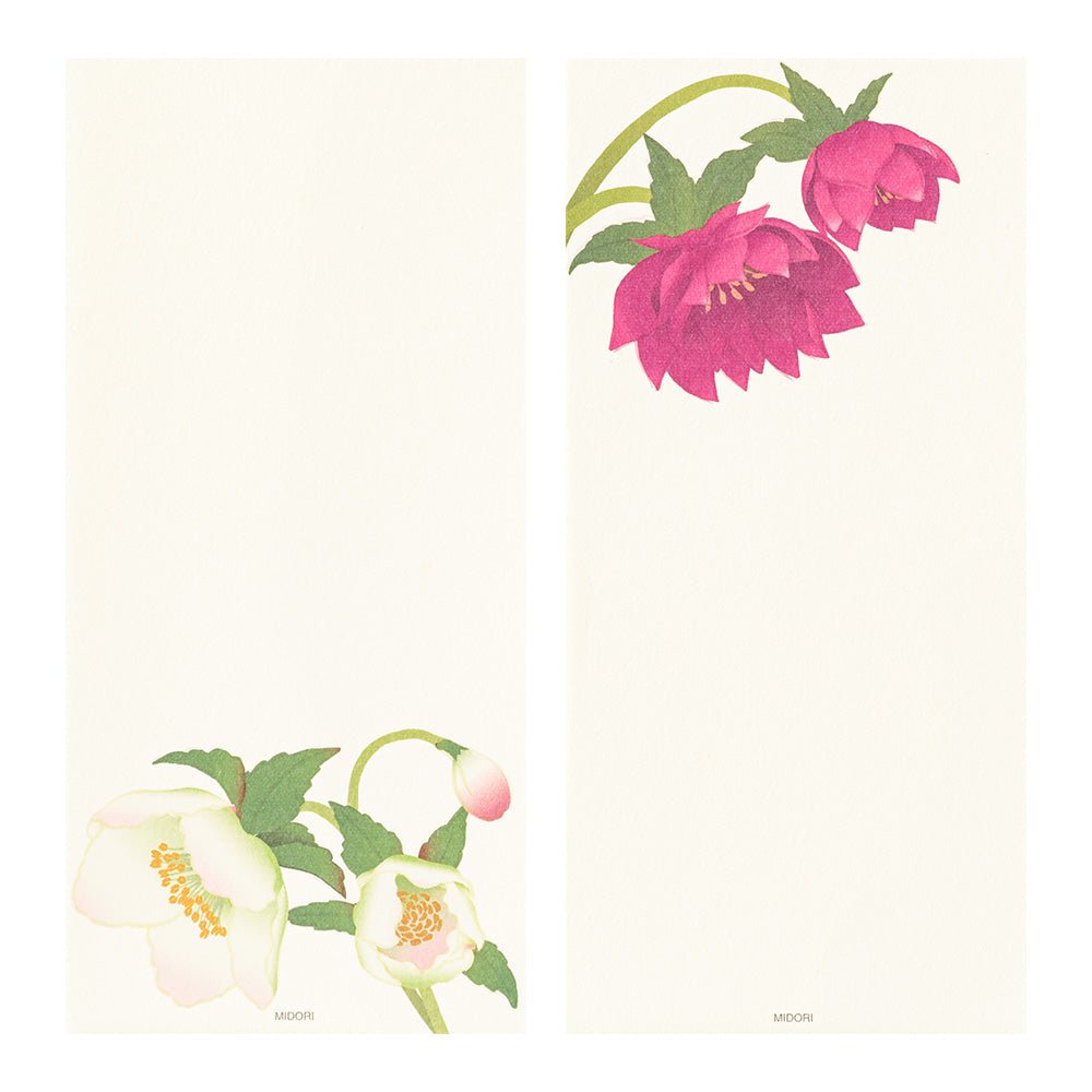 Papier à lettres washi vertical MIDORI Fleurs de Noël - 17.7 x 8.4 cm - Illustré - 4902805895705