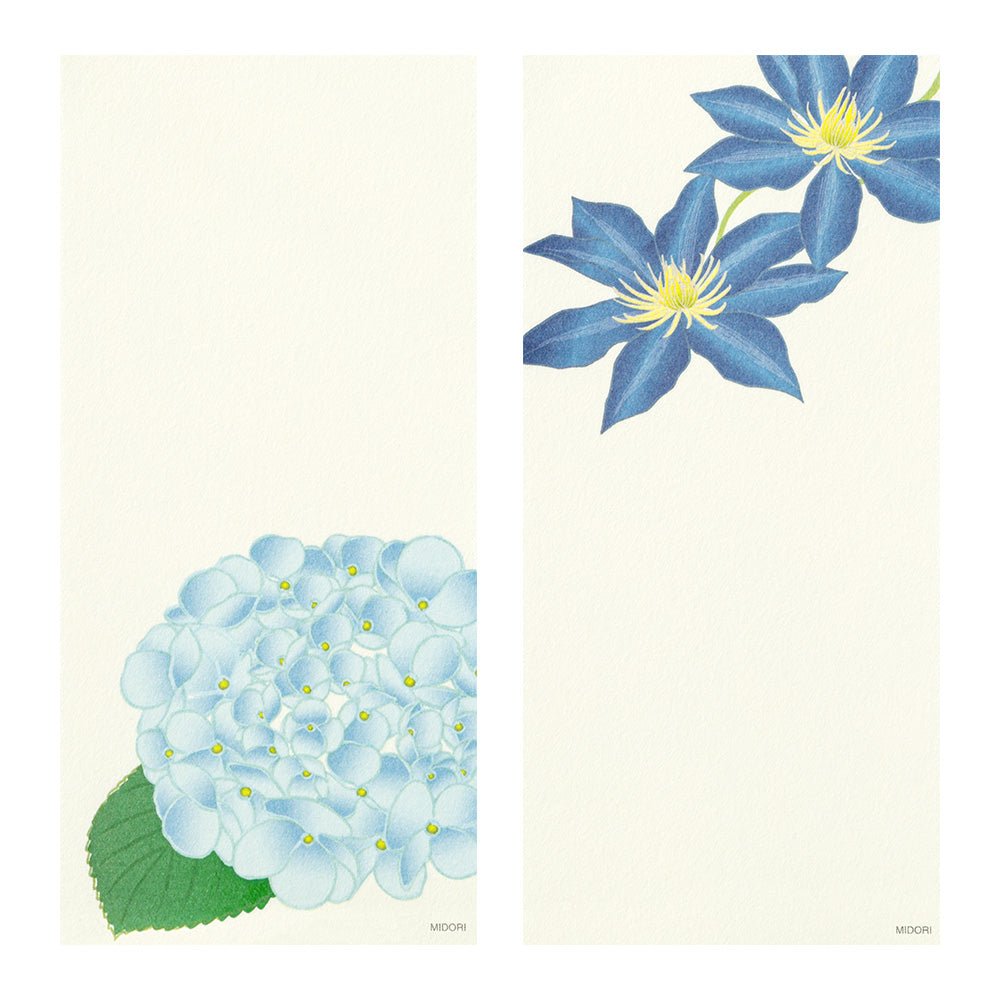 Papier à lettres washi vertical MIDORI Fleurs d'Été - 17.7 x 8.4 cm - Illustré - 4902805895644