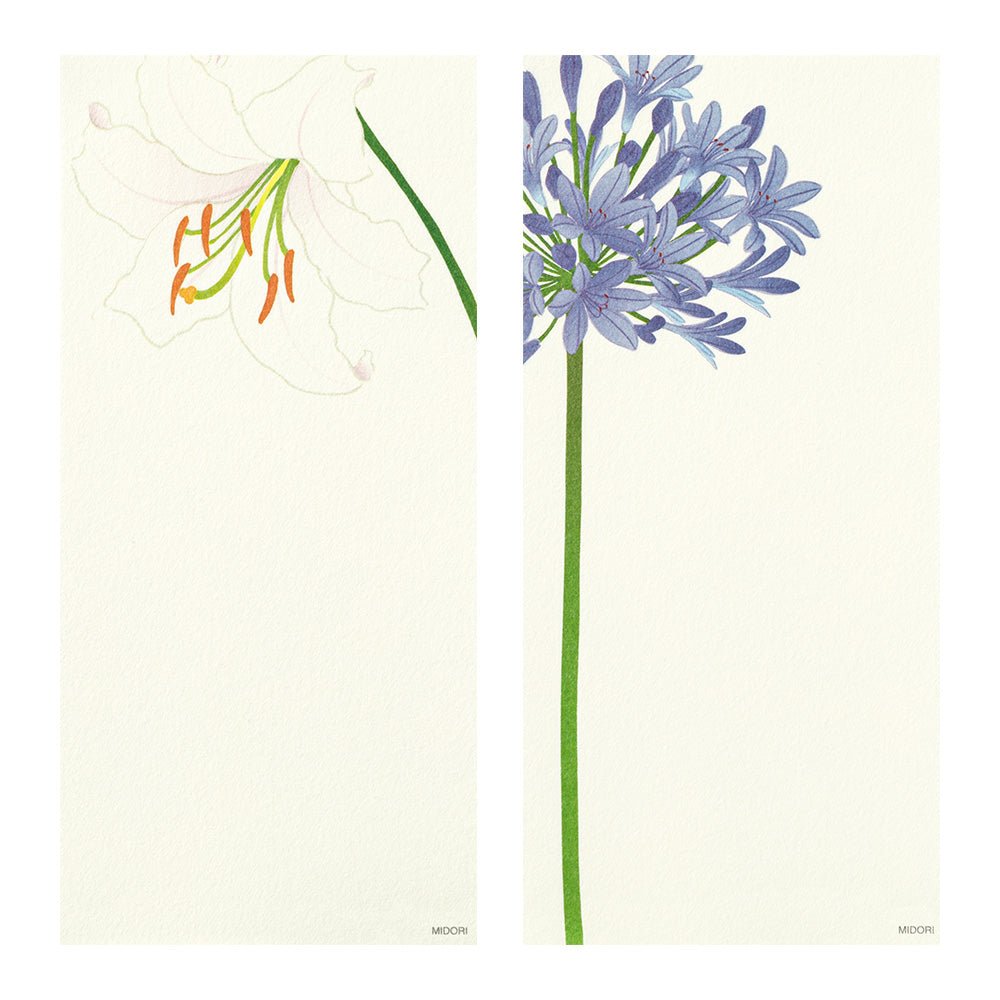 Papier à lettres washi vertical MIDORI Fleurs d'Été - 17.7 x 8.4 cm - Illustré - 4902805895644