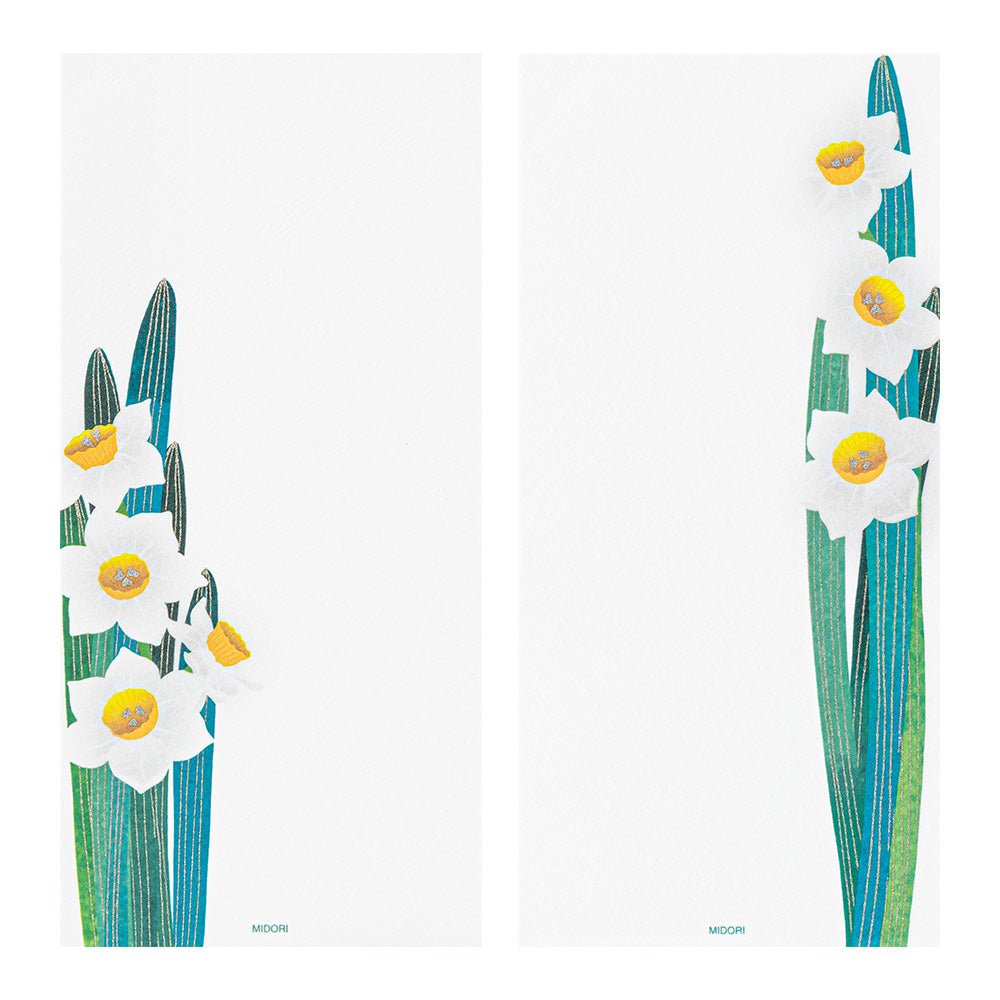 Papier à lettres washi vertical MIDORI Jonquille - 17.7 x 8.4 cm - Illustré - 4902805895705