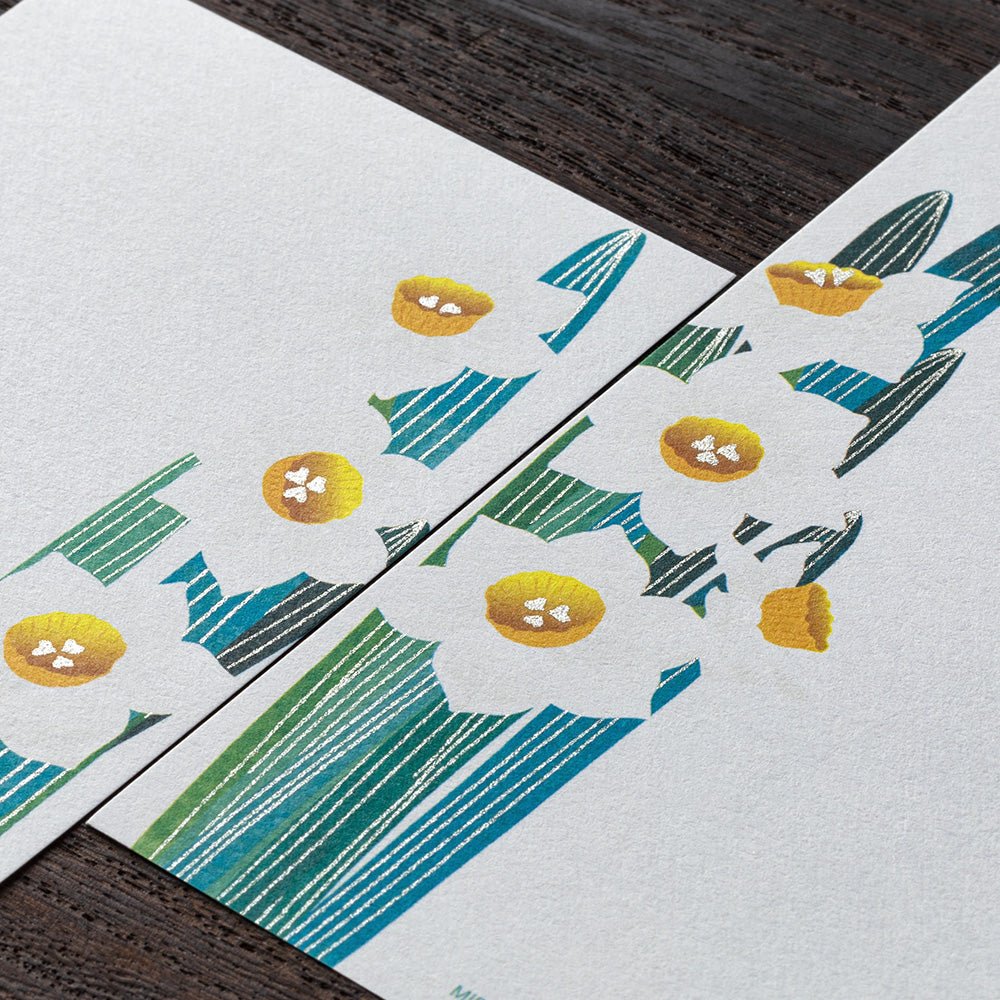 Papier à lettres washi vertical MIDORI Jonquille - 17.7 x 8.4 cm - Illustré - 4902805895705