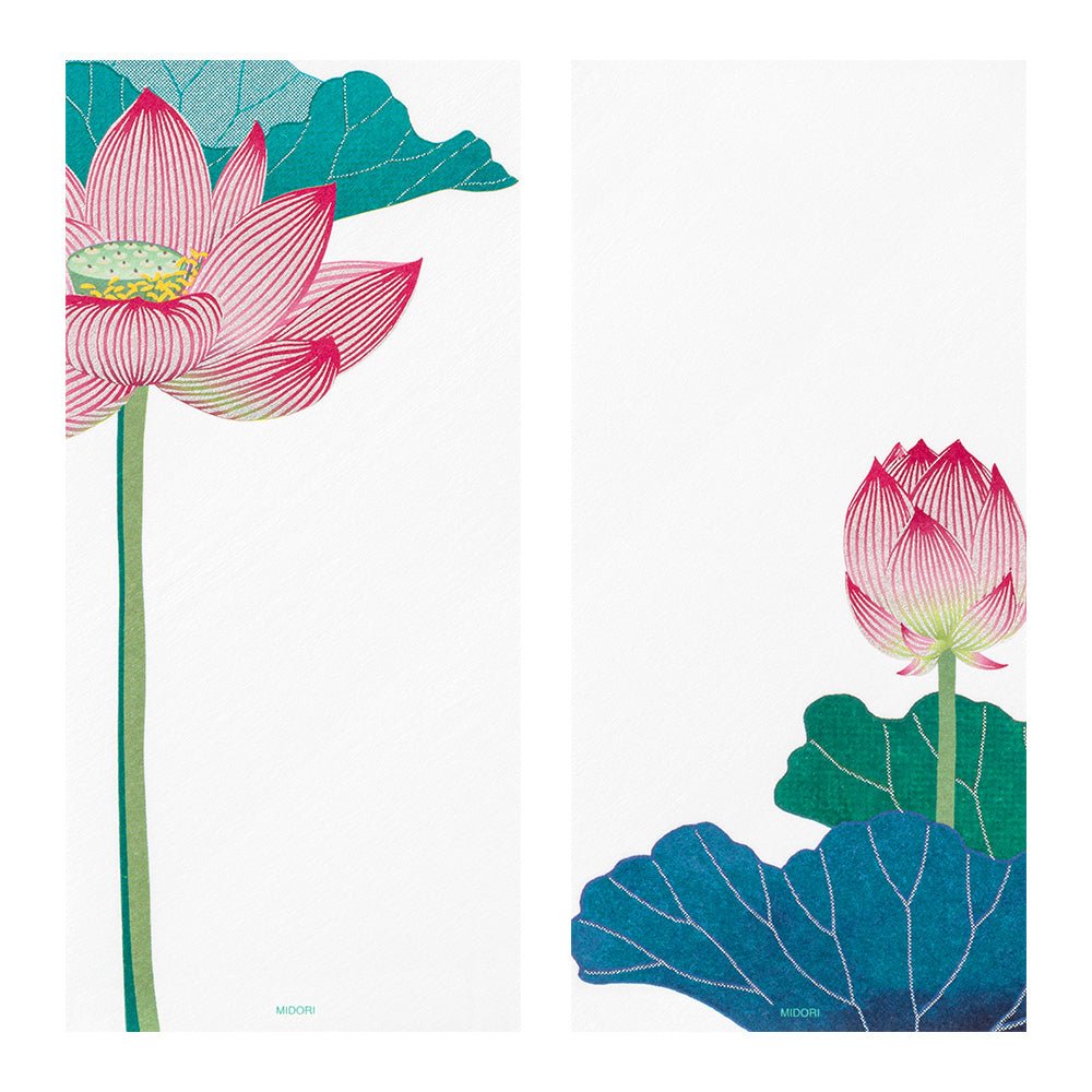 Papier à lettres washi vertical MIDORI Lotus - 17.7 x 8.4 cm - Illustré - 4902805895668
