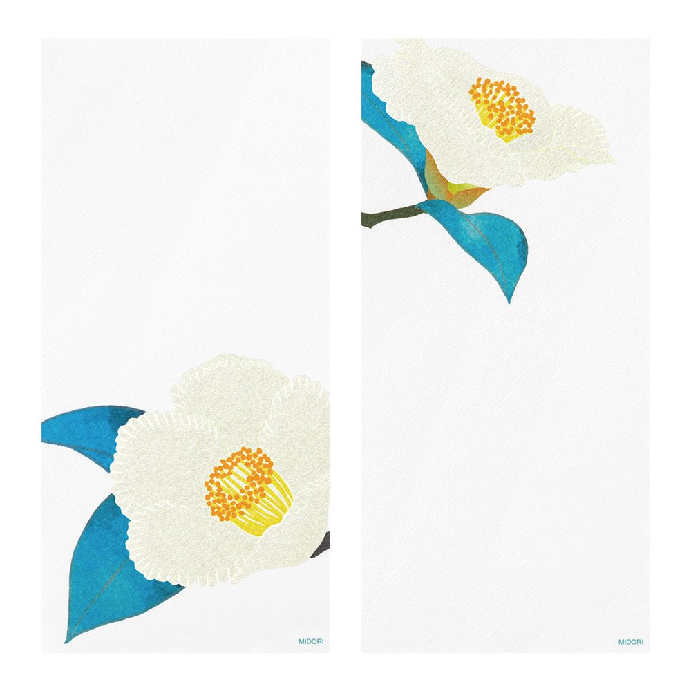 Papier à lettres washi vertical MIDORI Stewartia - 17.7 x 8.4 cm - Illustré - 4902805895675
