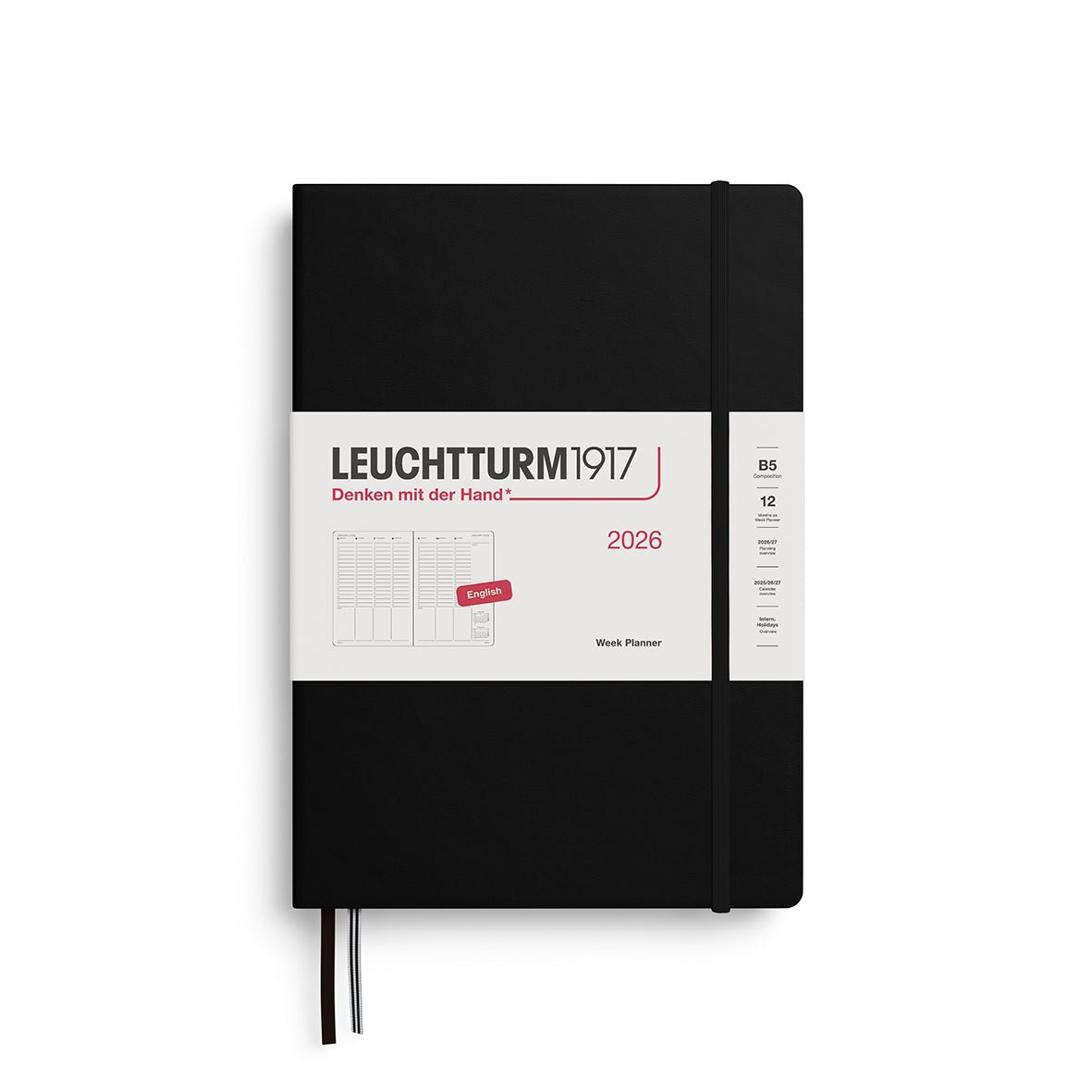 Planificateur Semainier 2026 LEUCHTTURM1917, Anglais - B5 - Hardcover - Black - 4004117666469