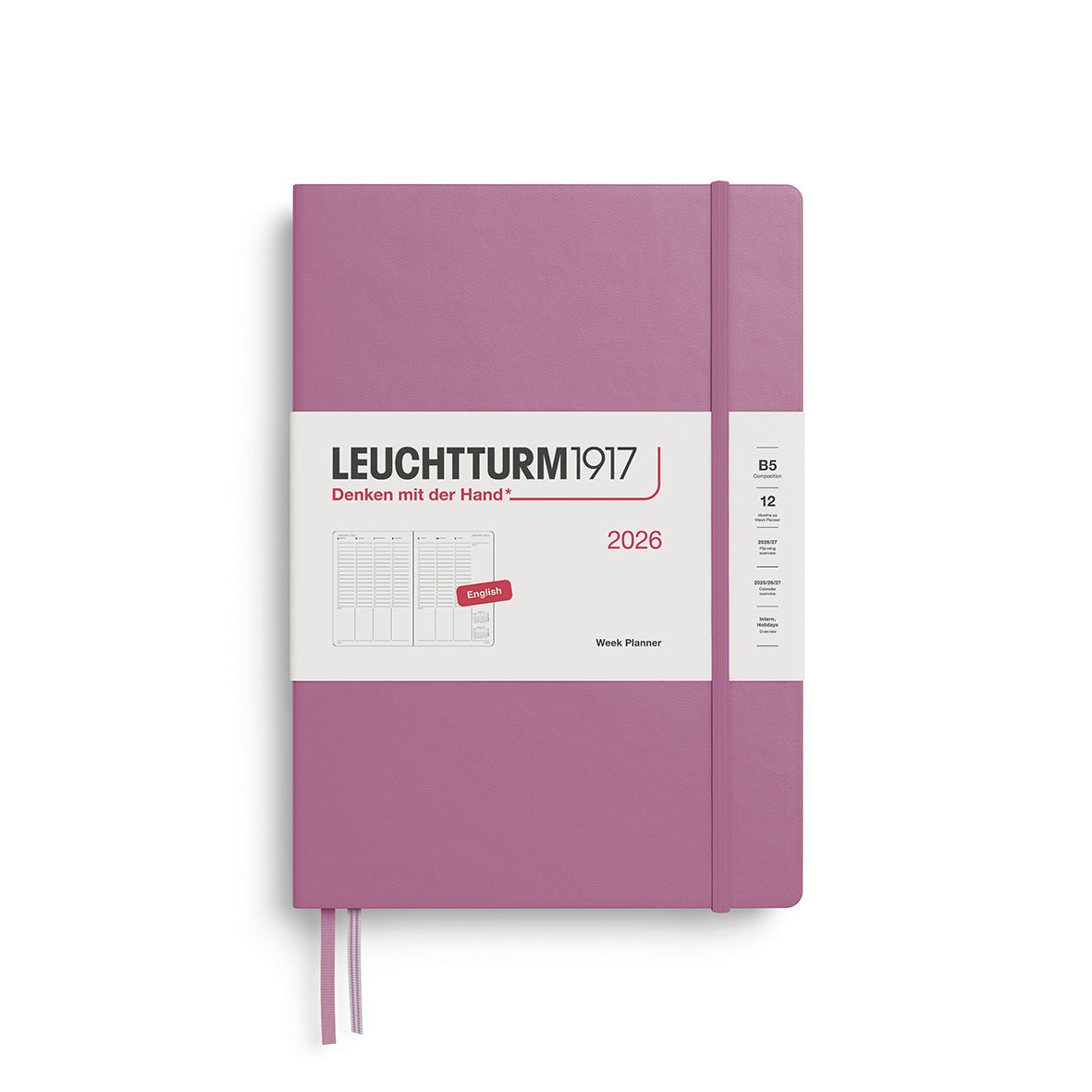 Planificateur Semainier 2026 LEUCHTTURM1917, Anglais - B5 - Hardcover - Dusty Rose - 4004117666476