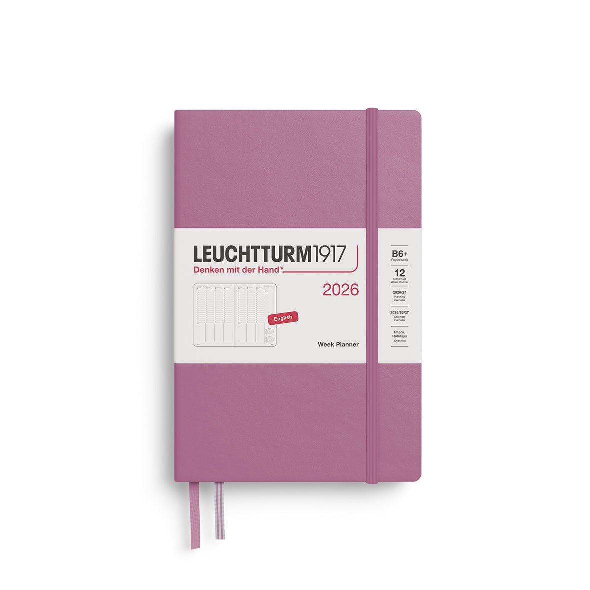 Planificateur Semainier 2026 LEUCHTTURM1917, Anglais - B6+ - Hardcover - Dusty Rose - 4004117666599