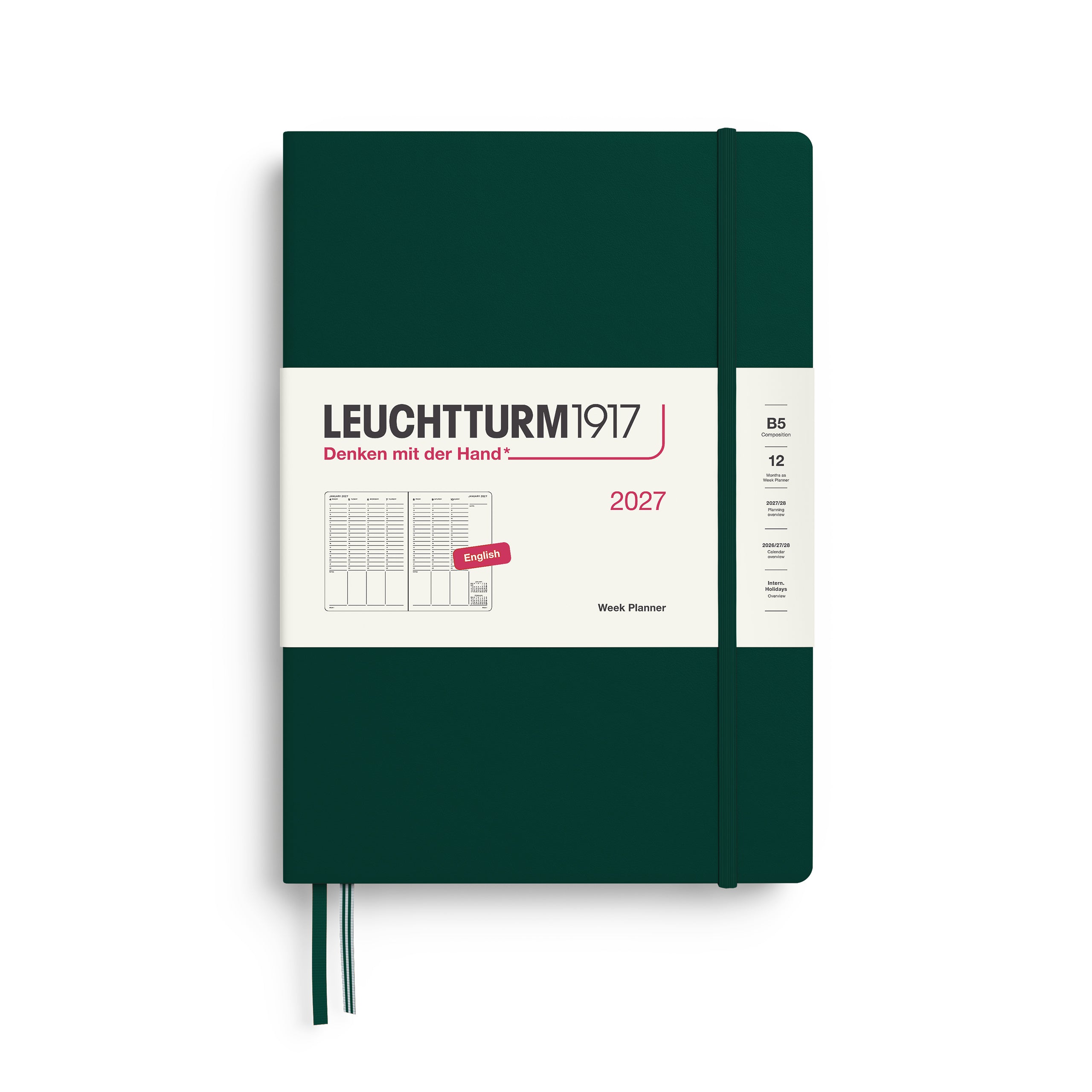 Planificateur Semainier 2027 LEUCHTTURM1917, Anglais - B5 - Hardcover - Forest Green