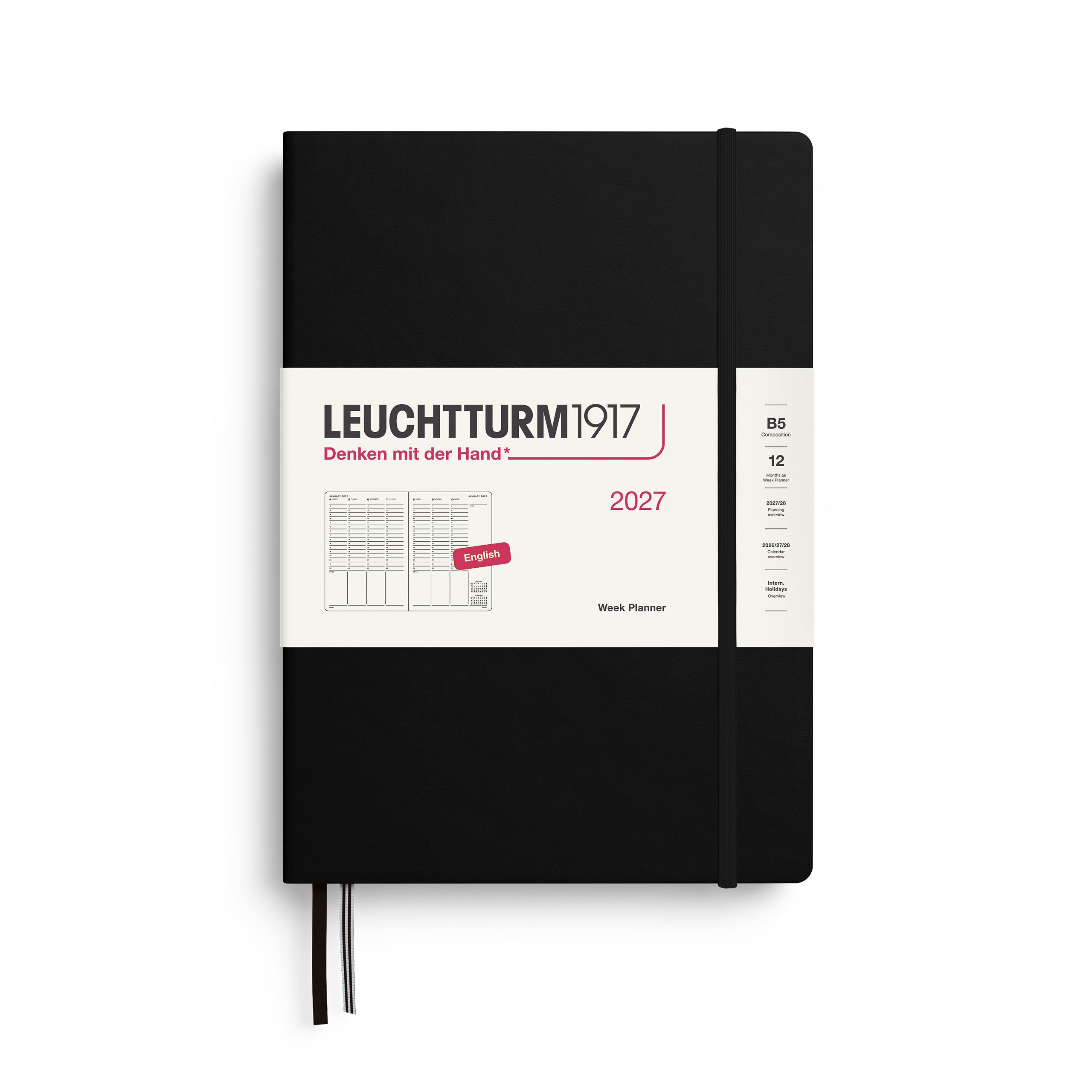 Planificateur Semainier 2027 LEUCHTTURM1917, Anglais - B5 - Hardcover - Black