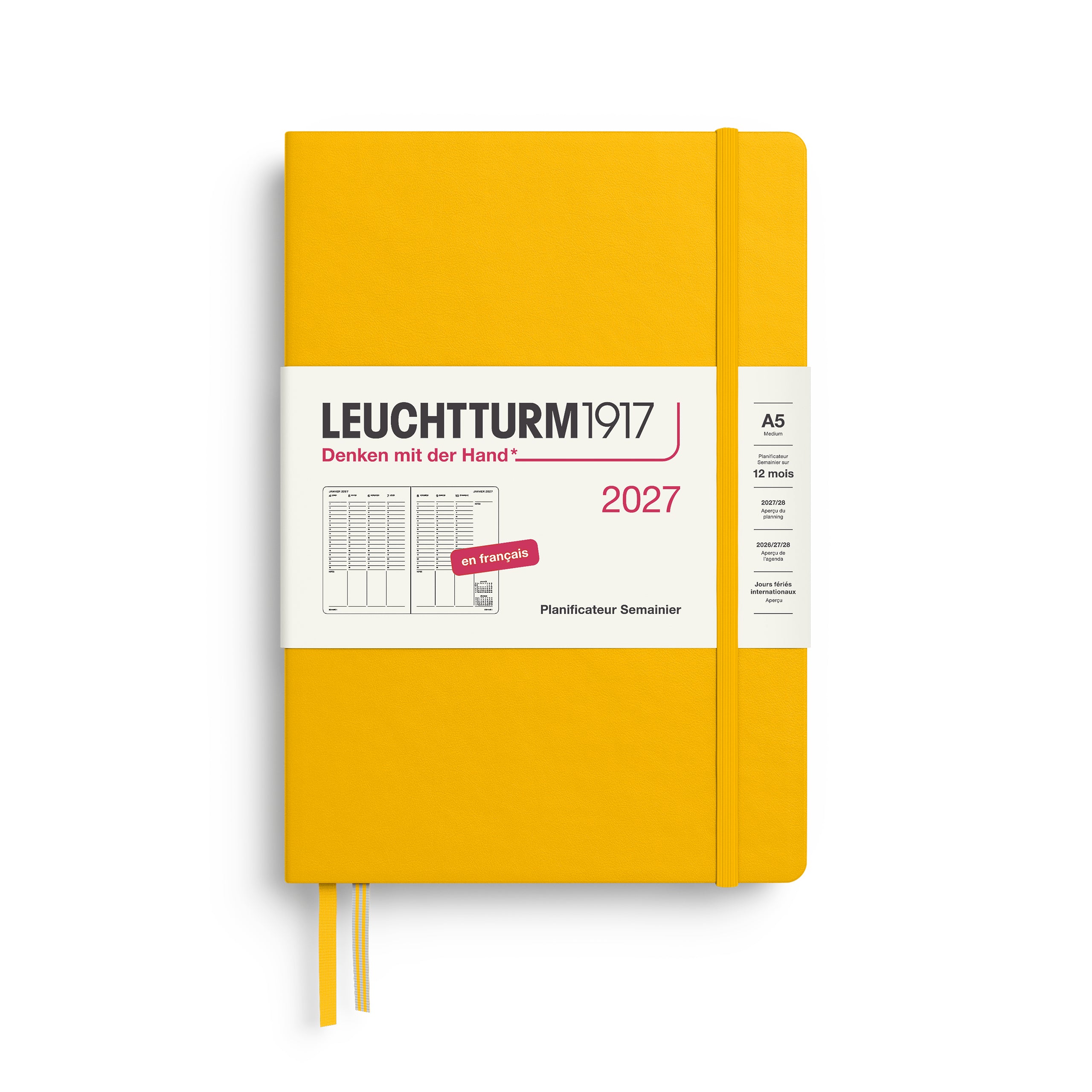 Planificateur Semainier 2027 LEUCHTTURM1917, Français - A5 - Hardcover - Sunflower