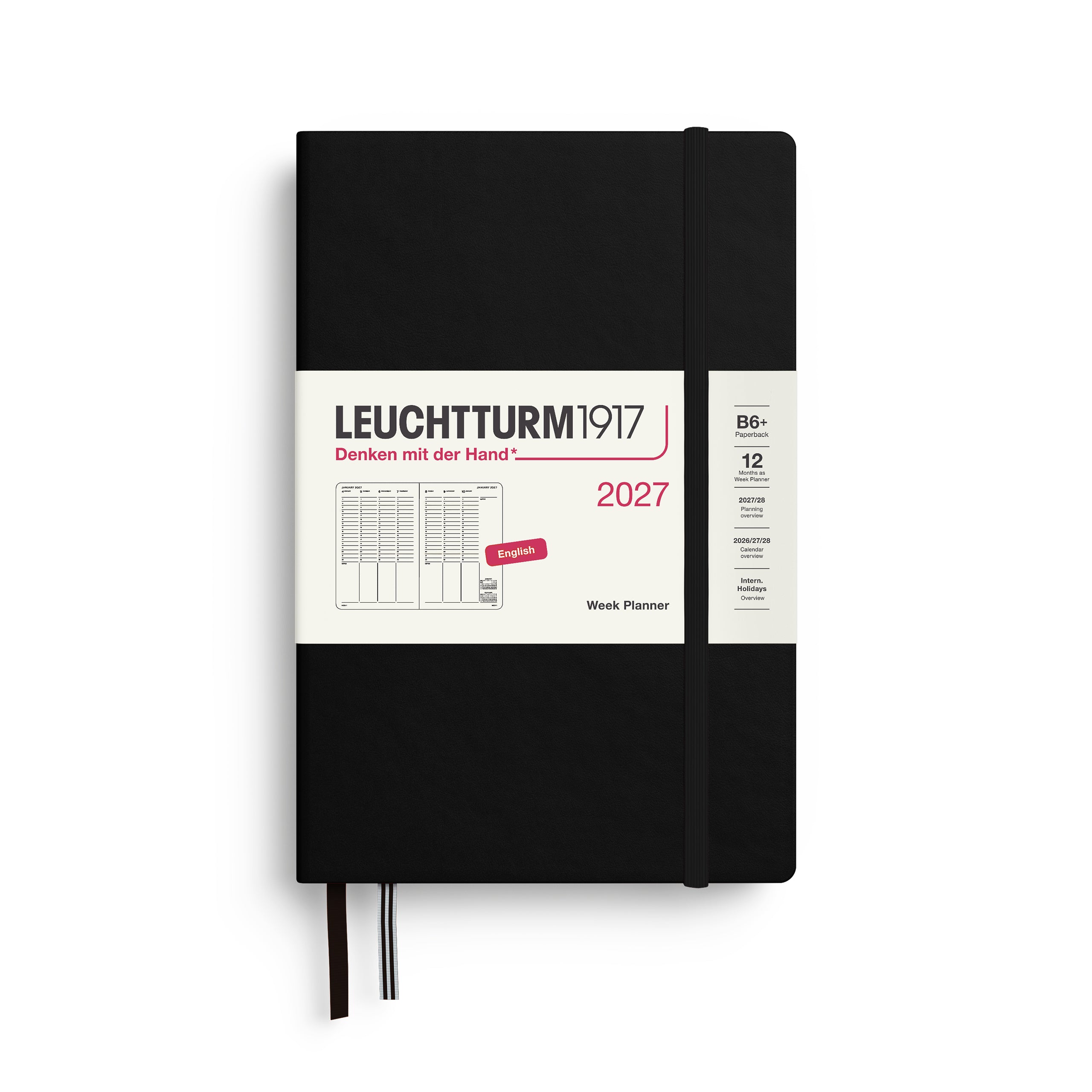 Planificateur Semainier 2027 LEUCHTTURM1917, Anglais - B6+ - Hardcover - Black