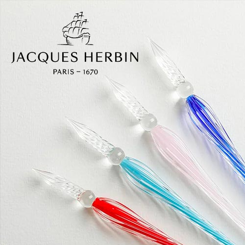 Plume de verre torsadée JACQUES HERBIN - Bleu Azur - - 3188550218124