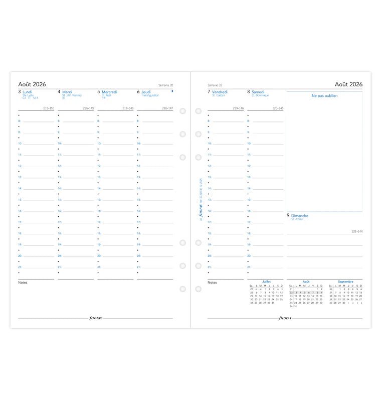 Recharge agenda 2026 - 2027 FILOFAX - A5 - Semaine sur deux pages (français) - 5059145621651