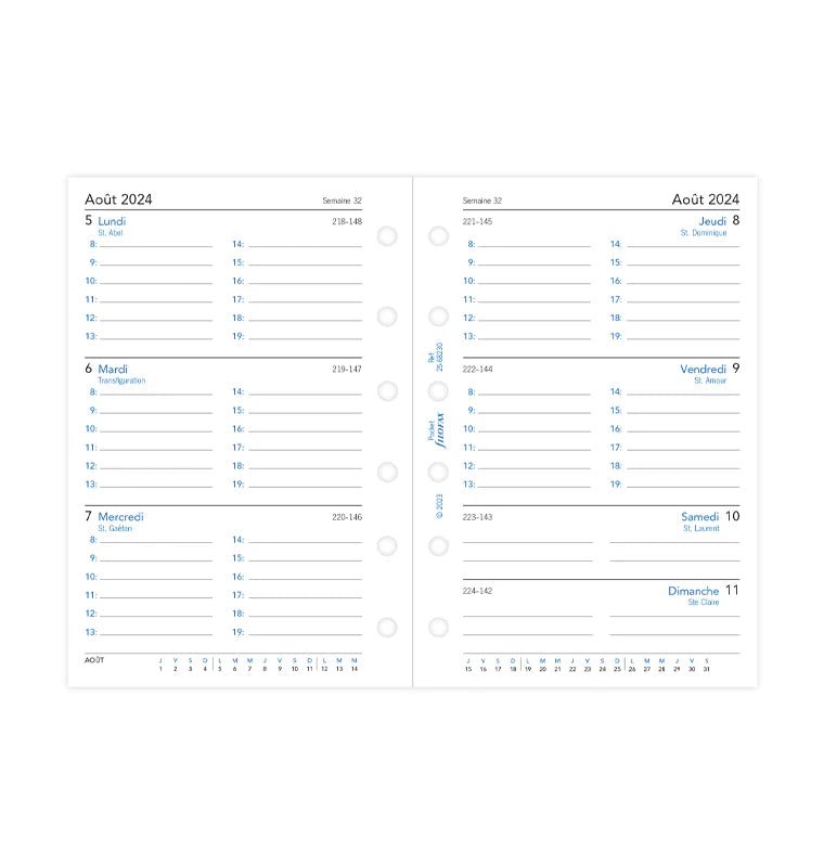 Recharge Agenda FILOFAX 2024-2025 - Pocket, Semaine sur Deux Pages (français) - 1 semaine sur 2 pages - Pocket - 5059145548002
