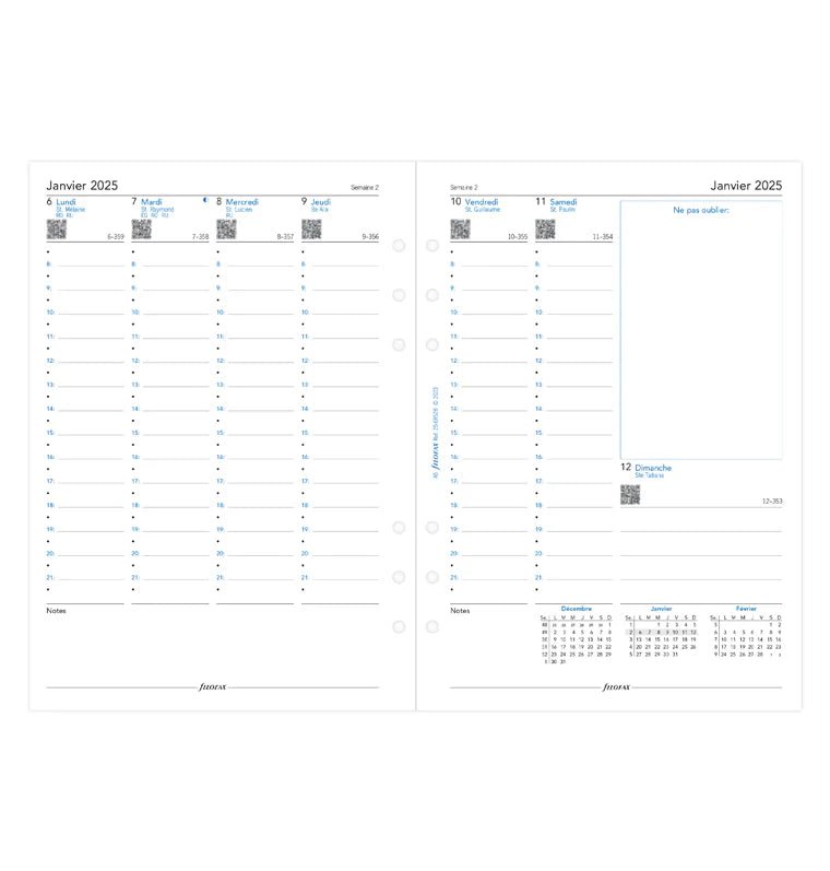Recharge Agenda FILOFAX 2025 - A5, Semaine sur Deux Pages (français) - 1 semaine sur 2 pages - A5 - 5059145549757