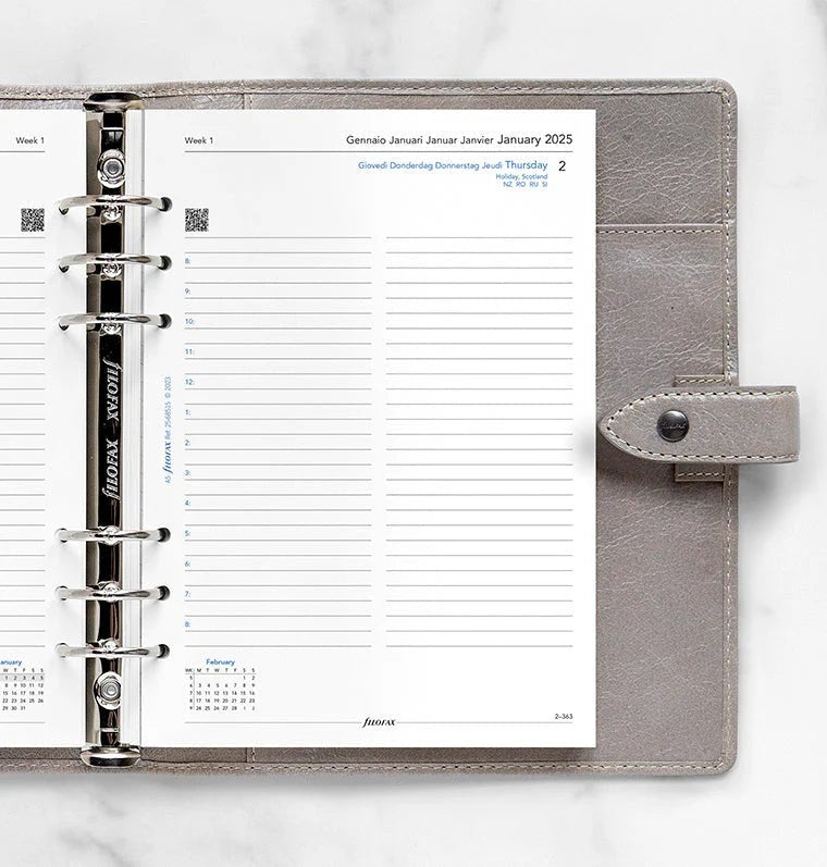 Recharge Agenda FILOFAX 2025 - A5, Un Jour par Page (multilingue) - 1 jour par page - A5 - 5059145549597