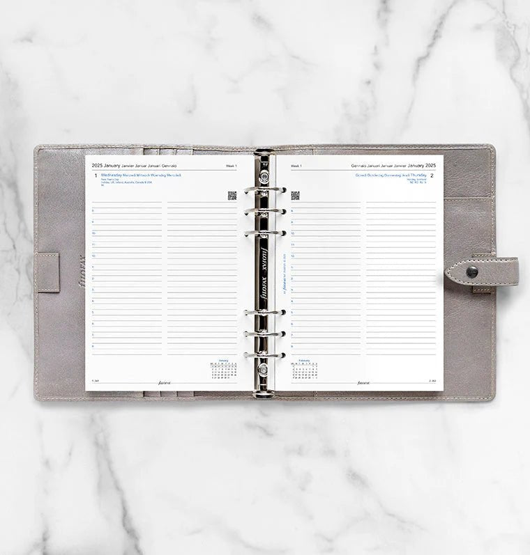Recharge Agenda FILOFAX 2025 - A5, Un Jour par Page (multilingue) - 1 jour par page - A5 - 5059145549597
