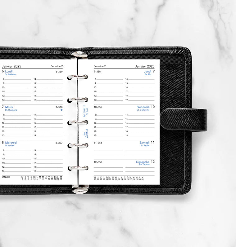 Recharge Agenda FILOFAX 2025 - Mini, Semaine sur Deux Pages (français) - 1 semaine sur 2 pages - Mini - 5059145549757