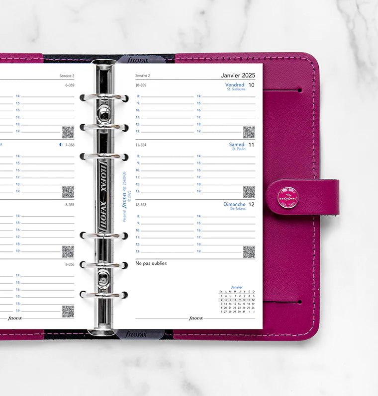 Recharge Agenda FILOFAX 2025 - Personal, Semaine sur Deux Pages (français) - 1 semaine sur 2 pages - Personal - 5059145548941