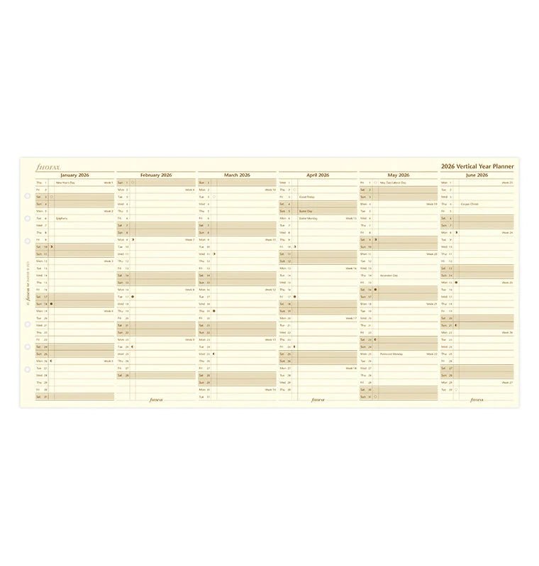 Recharge agenda FILOFAX 2026 - A5 - Planning annuel vertical (anglais) - 5059145550906