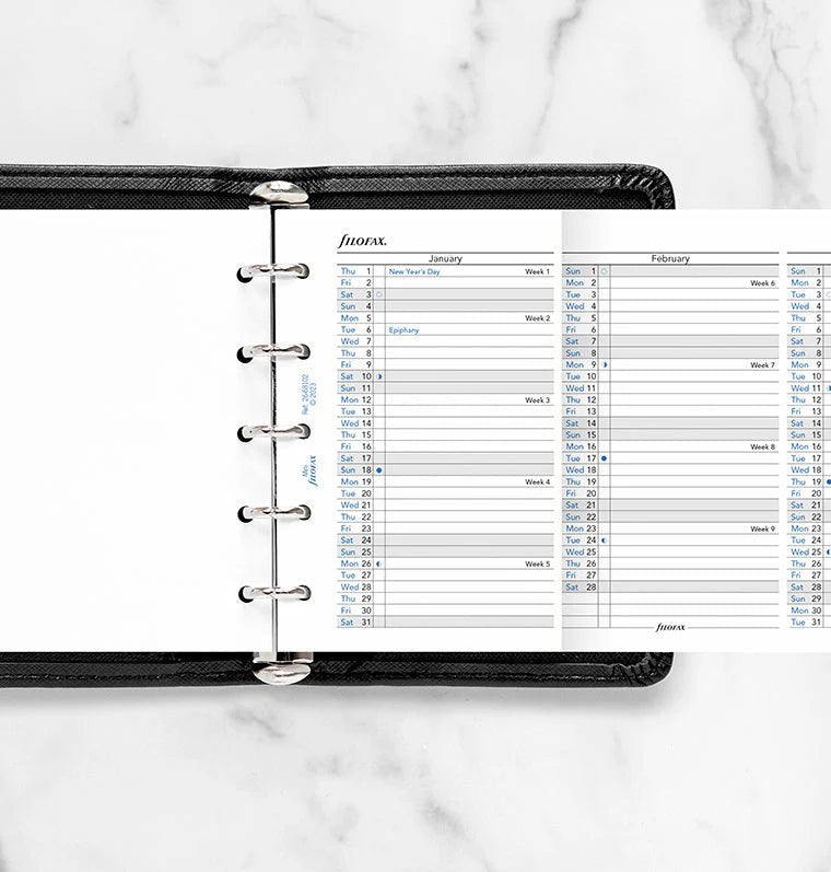 Recharge agenda FILOFAX 2026 - Mini - Planning annuel vertical (anglais) - 5059145550586