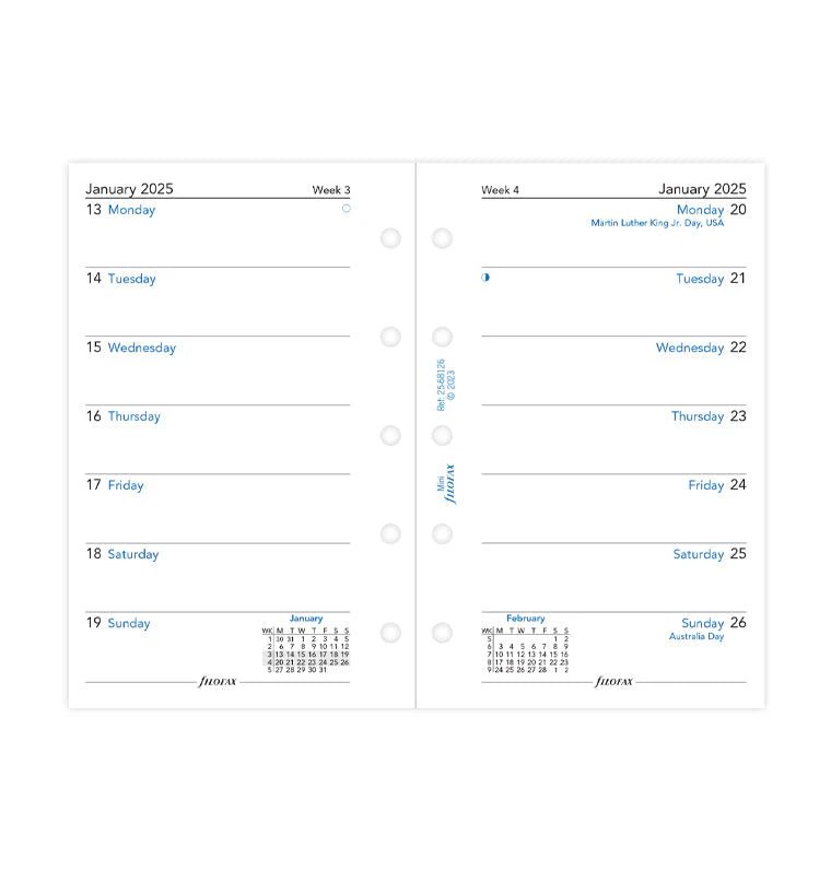 Recharge agenda FILOFAX 2026 - Mini - Semaine sur une page (anglais) - 5059145595853
