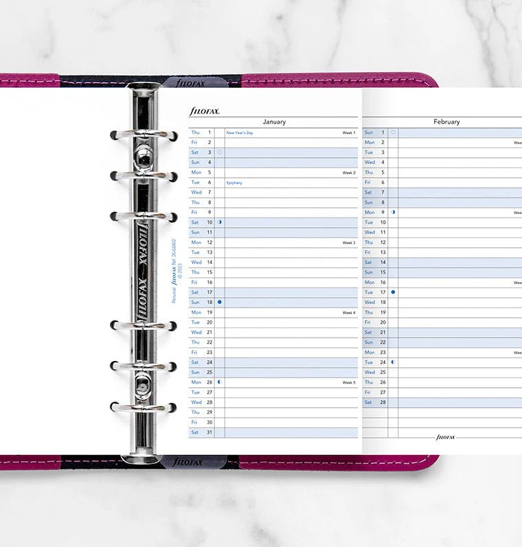 Recharge agenda FILOFAX 2026 - Personal - Planning annuel vertical (anglais) - 5059145550760