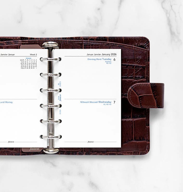 Recharge agenda FILOFAX 2026 - Pocket - Deux jours par page (multilingue) - 5059145596034