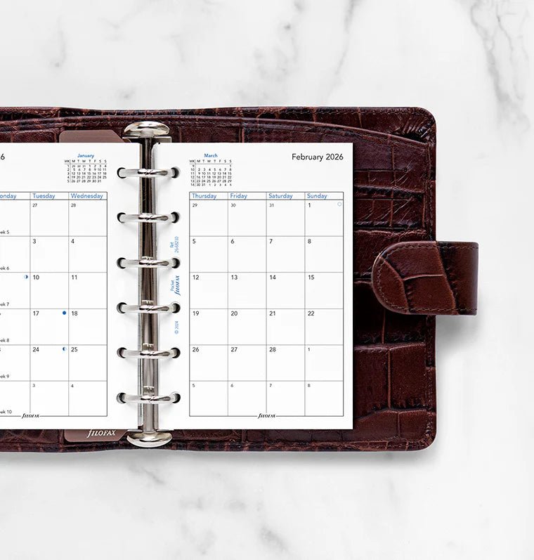Recharge agenda FILOFAX 2026 - Pocket - Mois sur deux pages (anglais) - 5059145595976