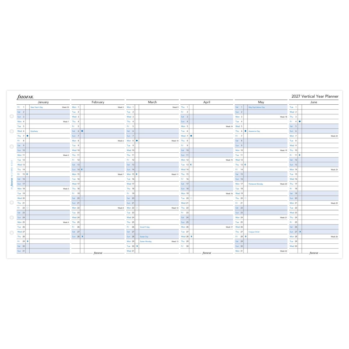 Recharge agenda FILOFAX 2027 - A5 - Planning annuel vertical (anglais) - 5059145598878