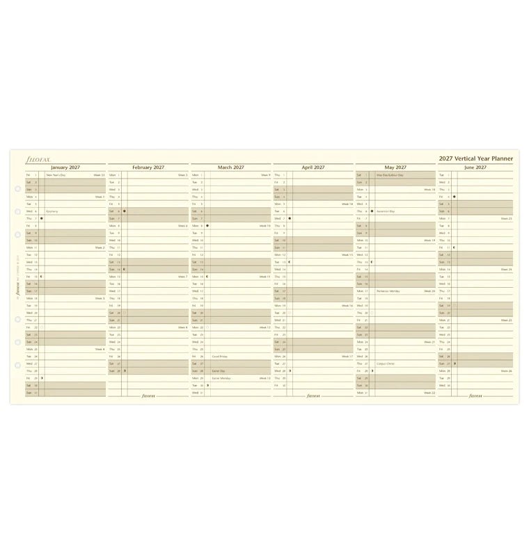 Recharge agenda FILOFAX 2027 - A5 - Planning annuel vertical (anglais) - 5059145598915