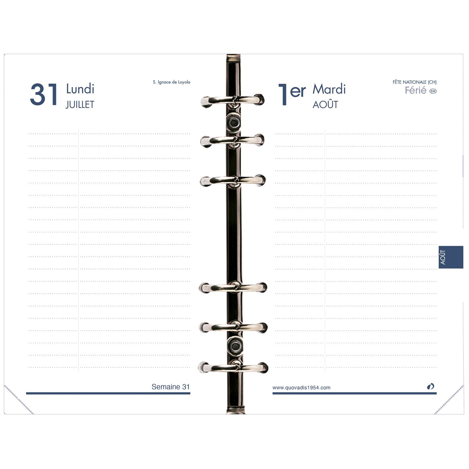 Recharge Organiseur 2024-2025 QUO VADIS Timer 17 1JP - 1 jour par page - 10 x 17 cm - 3371010134380