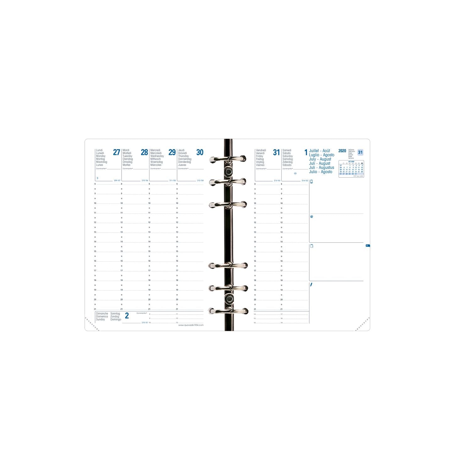 Recharge Organiseur 2024/2025 QUO VADIS Compactimer - 1 semaine sur 2 pages - 11.5 x 16 cm - 3371010307814